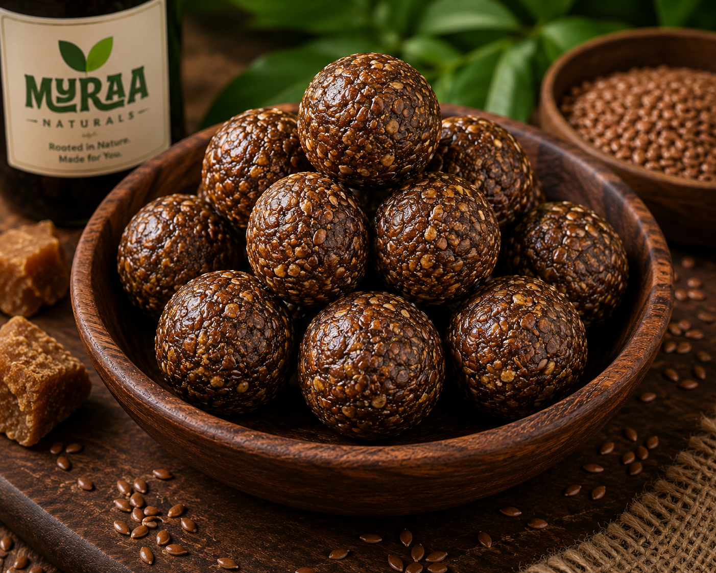 Organic Bellam Flax Seeds Laddu from Myraa Naturals